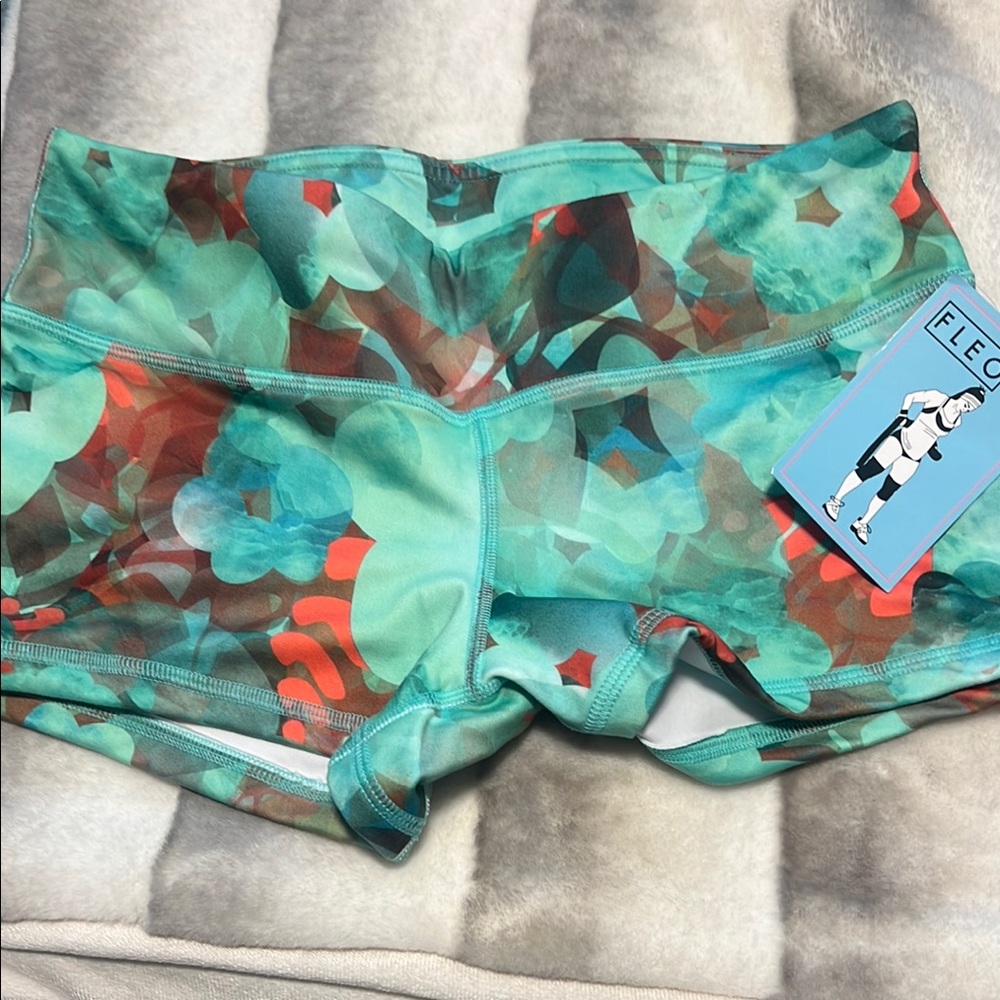 Fleo Women's Aqua and Red Athletic Shorts